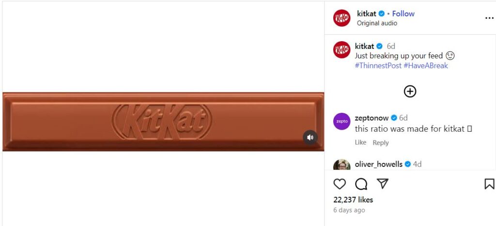 Reel orizzontale kitkat